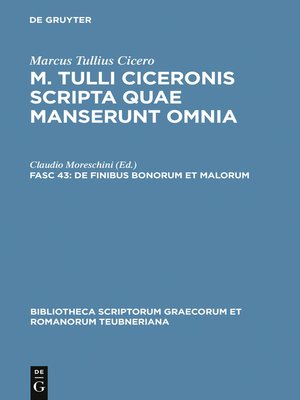 cover image of De finibus bonorum et malorum